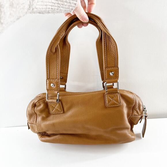 Michael Kors Leather Satchel Bowler Purse Handbag Bag Brown Cognac - Picture 5 of 9